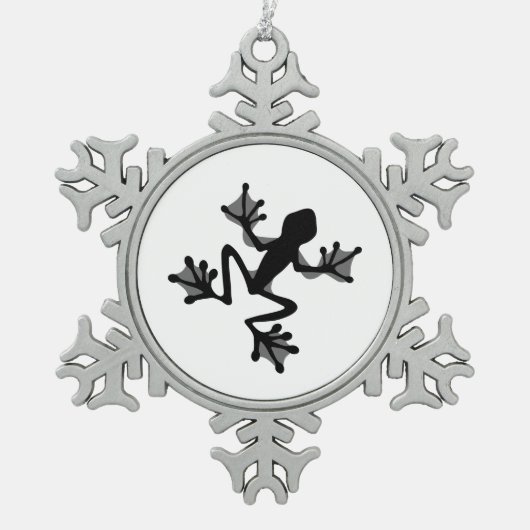 Frosch-Silhouette Schneeflocken Zinn-Ornament (Vorderseite)