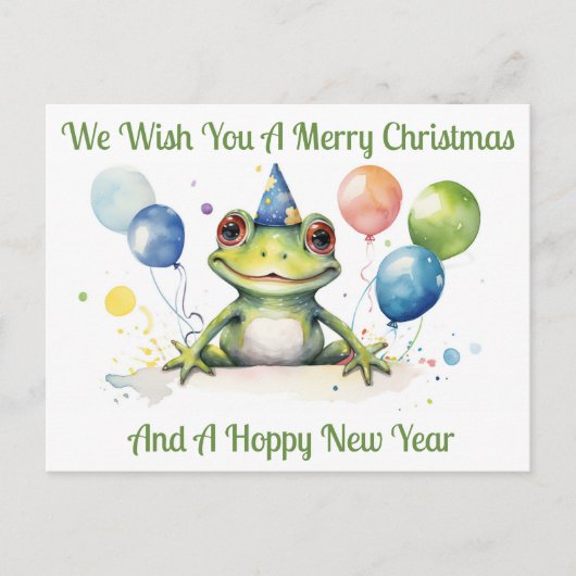 Frosch Silvester Glückwünsche Postkarte (Vorderseite)