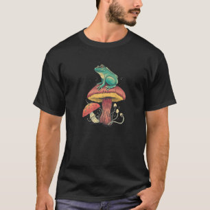 Frosch sitzend auf einem Pilz im Cottacore-Stil T-Shirt