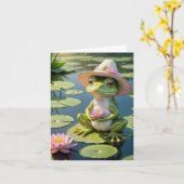 Frosch sitzend auf einer Lily Pad Note Card Karte (Gelbe Blume)