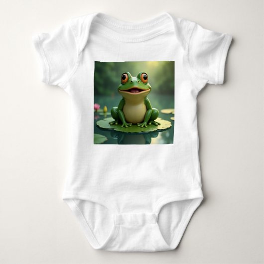 Frosch sitzend auf Lily Pad. Baby Strampler (Vorderseite)