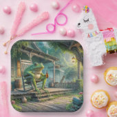 Frosch sitzend in einem Porsche Rockstuhl Pappteller (Party)