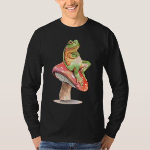 Frosch sitzt auf Pilz Spaß Niedliche Frösche Tier T-Shirt