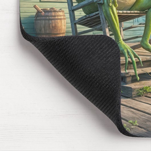 Frosch sitzt in einem Schaukelstuhl Mousepad (Ecke)