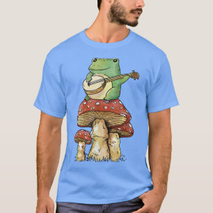 Frosch spielen Banjo auf Mushroom Niedlich Cottail T-Shirt