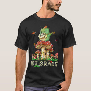 Frosch spielt Banjo Schnecke Pilz Lehrer 1. Klasse T-Shirt
