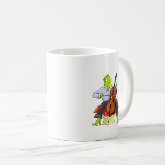Frosch spielt Cello Kaffeetasse (VorderseiteRechts)