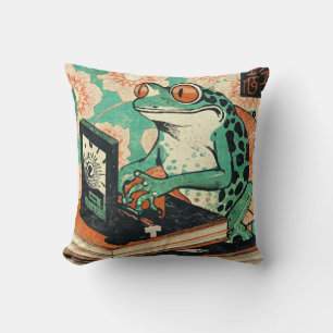 Frosch spielt PC-Spiele, Ukiyo-e Froschkunst, Fros Kissen