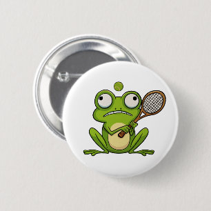 Frosch spielt Tennis  Button