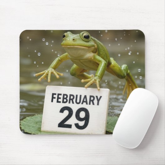 Frosch springt über das Datum 29. Februar Mousepad (Mit Mouse)
