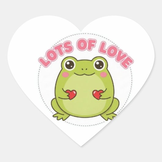 Frosch-Sticker 'Lots Of Love' - Süßer Frosch hält  Herz-Aufkleber (Vorderseite)