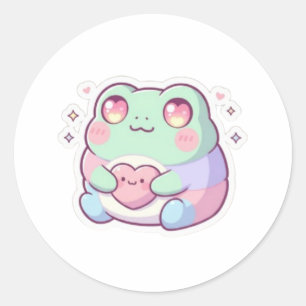 Frosch-Sticker mit Herz-Augen Cute Minimal Frosch Runder Aufkleber