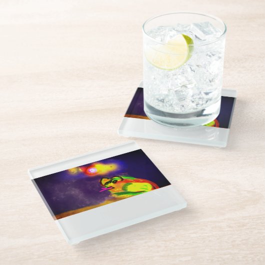 Frosch Summer Glasuntersetzer (Schrägansicht)