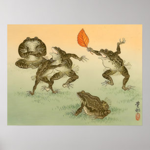 Frosch Sumō Vintage Amphibien von Ohara Koson Poster
