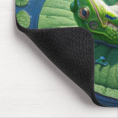 Frosch Sunning on Lily Pad Leaf Mousepad (Ecke)
