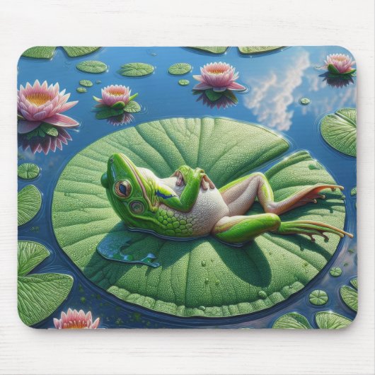 Frosch Sunning on Lily Pad Leaf Mousepad (Vorne)