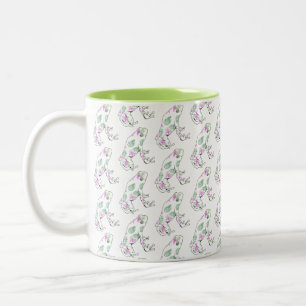 Frosch-Tasse, zwei tonen Tasse im weißen/Limonen