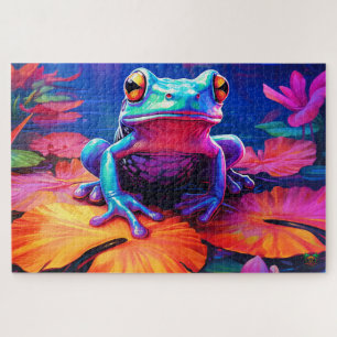 Frosch-tastischer Traum: Der farbenfrohe Teich Puzzle