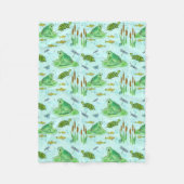 Frosch-Teich-Fisch-Aquarell Fleecedecke (Vorderseite)