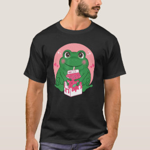 Frosch trinken Erdbeere Milch Frauen Teen Boys T-Shirt