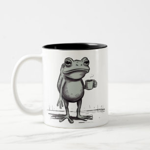 Frosch trinkt Kaffee Meme Mystischer Kröten-Frosch Zweifarbige Tasse