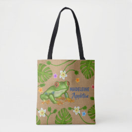 Frosch Tropische Blätter Blume | Personalisierter  Tasche