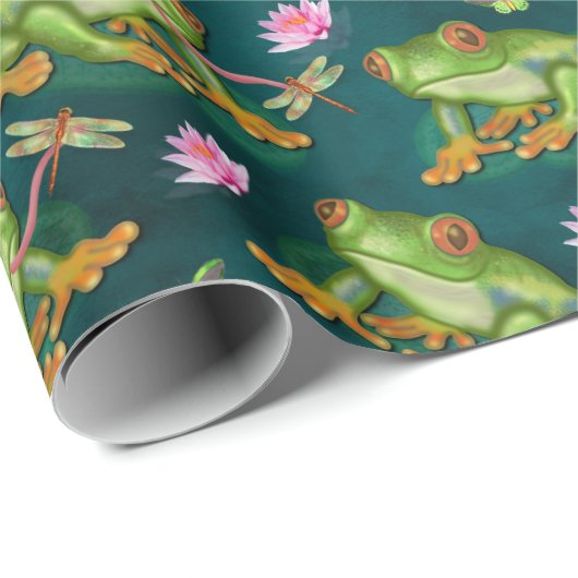 Frosch-tropisches Geschenkpapier (Rolleneckpunkt)