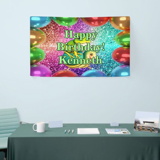 Frosch Turtle Personalisierte Charakter Geburtstag Banner (Messeveranstaltung)