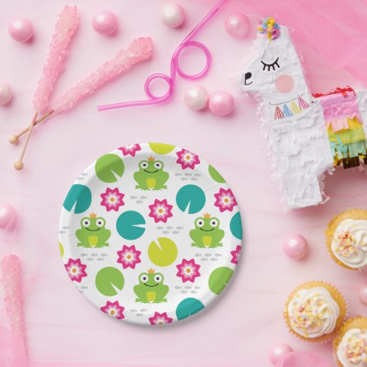 Frosch u. Nenuphar nahtloses Muster Pappteller (Party)