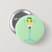 Frosch u. Olive in Martini-Glas Button (Vorne & Hinten)