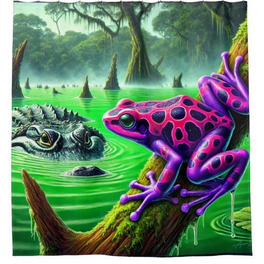 Frosch und Alligator Duschvorhang (Vorderseite)