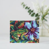 Frosch und Blume 2 Postkarte (Stehend Vorderseite)