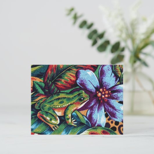 Frosch und Blume 2 Postkarte (Stehend Vorderseite)
