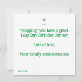 Frosch und Feuerwerk Geburtstag Karte (Rückseite)