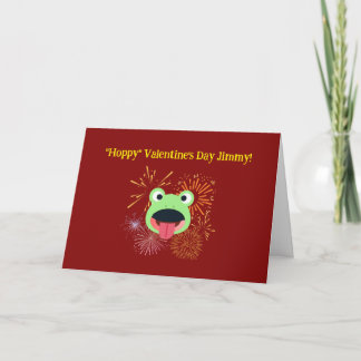 Frosch- und Feuerwerksdesign zum Valentinstag Karte