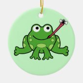 Frosch- und Fliegenschmuck (Spin It) auf Doppelsei Keramik Ornament (Vorne)