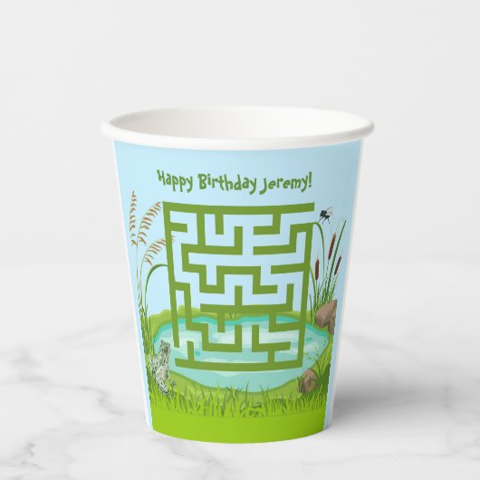 Frosch und Fly Maze Birthday Paper Cups Pappbecher (Vorderseite)