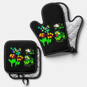 Frosch und Frühjahr Ofenhandschuh & Topflappen-Set (Vorderseite/Rückseite)