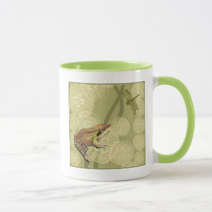 Frosch und Libelle auf Wasser-Lilien Tasse