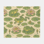 Frosch und Lili Pads Wasserlilien Frösche Fleecedecke (Vorderseite (Horizontal))