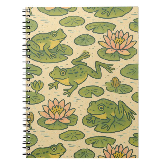 Frosch und Lili Pads Wasserlilien Frösche Notizblock (Vorderseite)