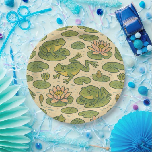 Frosch und Lili Pads Wasserlilien Frösche Pappteller (Party)