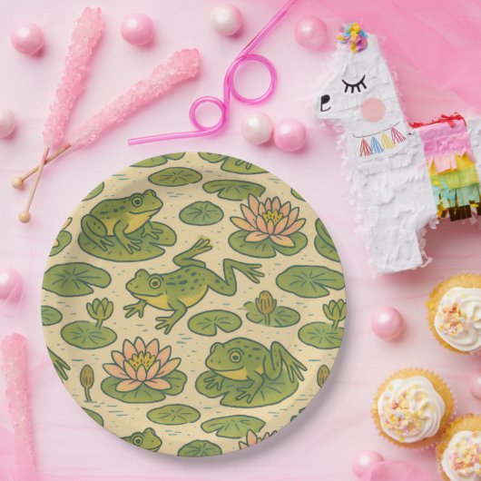 Frosch und Lili Pads Wasserlilien Frösche Pappteller (Party)