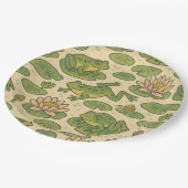 Frosch und Lili Pads Wasserlilien Frösche Pappteller (Schrägansicht)