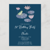 Frosch und Lilienteich Einladung zum ersten Geburt Postkarte (Vorderseite)