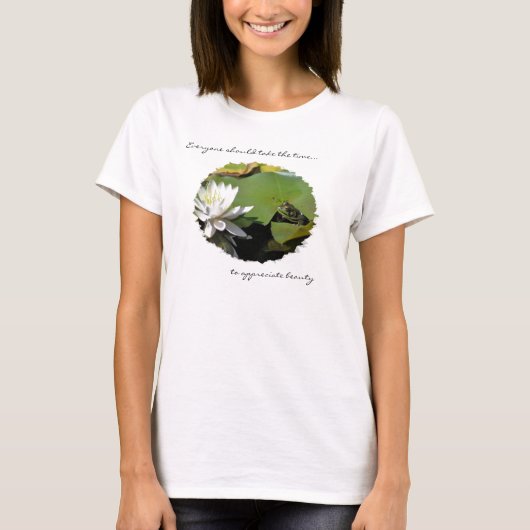 Frosch und Lotus Blume Inspiration Zitat T-Shirt (Vorderseite)