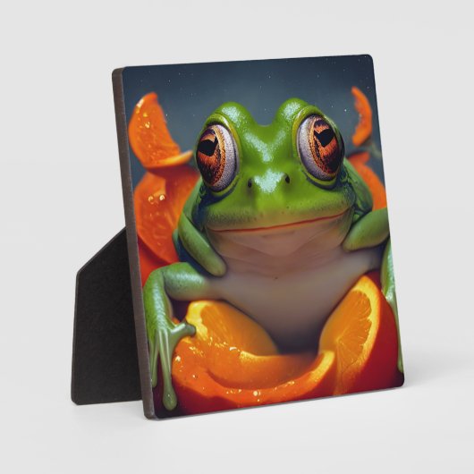 Frosch und Orangen Fotoplatte (Vorderseite)