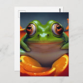 Frosch und Orangen Postkarte (Vorne/Hinten)