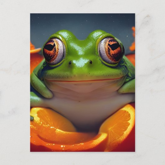 Frosch und Orangen Postkarte (Vorderseite)