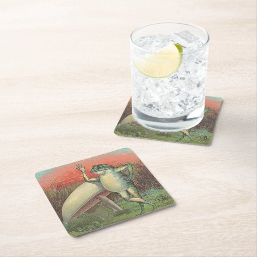 Frosch und Pilz Rechteckiger Pappuntersetzer (Vor Ort)